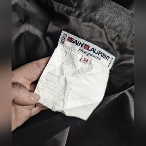 1970s Vintage Yves Saint Laurent Rive Gauche Satin Wrap Skirt Knee Length